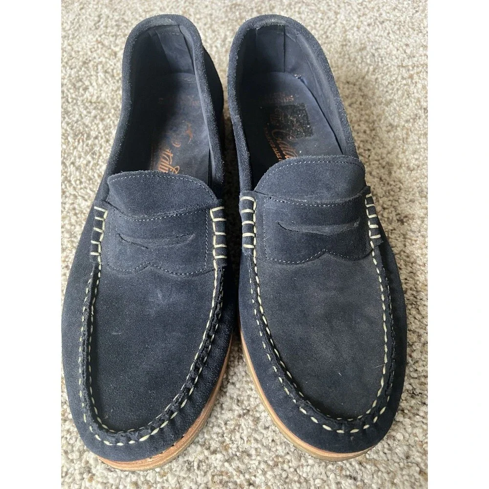 Allen Edmonds Catalina Navy Blue Suede Penny Loafers Men's Sz 10 D 2241